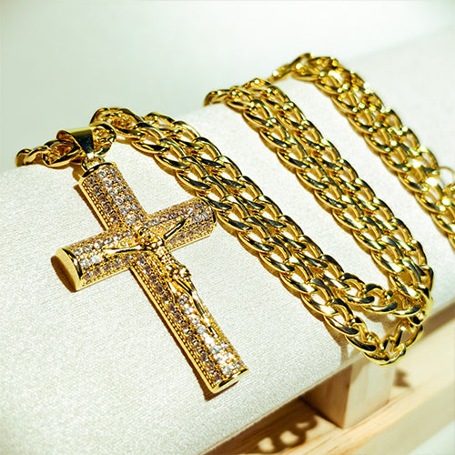 ✨18k Real Gold-Plated Cross necklace✝️--for Halloween🎃 and Christmas gifts🎅