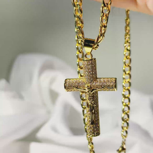 ✨18k Real Gold-Plated Cross necklace✝️--for Halloween🎃 and Christmas gifts🎅